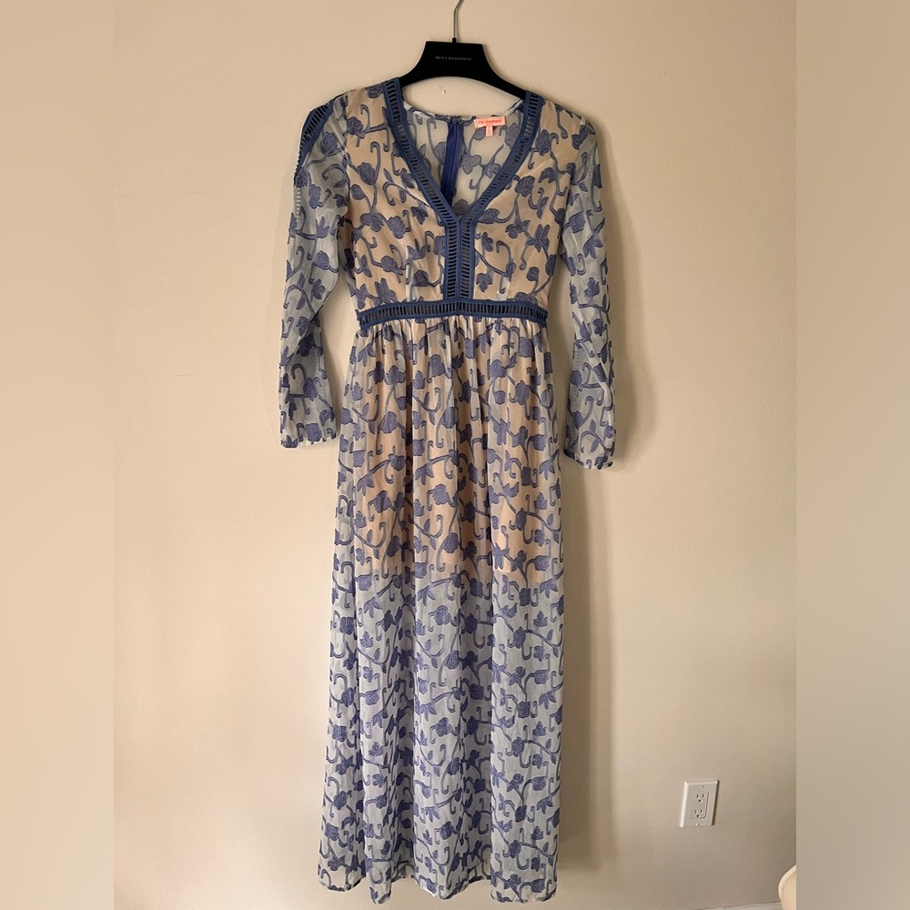 Cute cottage core vintage long dress with slip 🌸 🌼🩵💐🪻